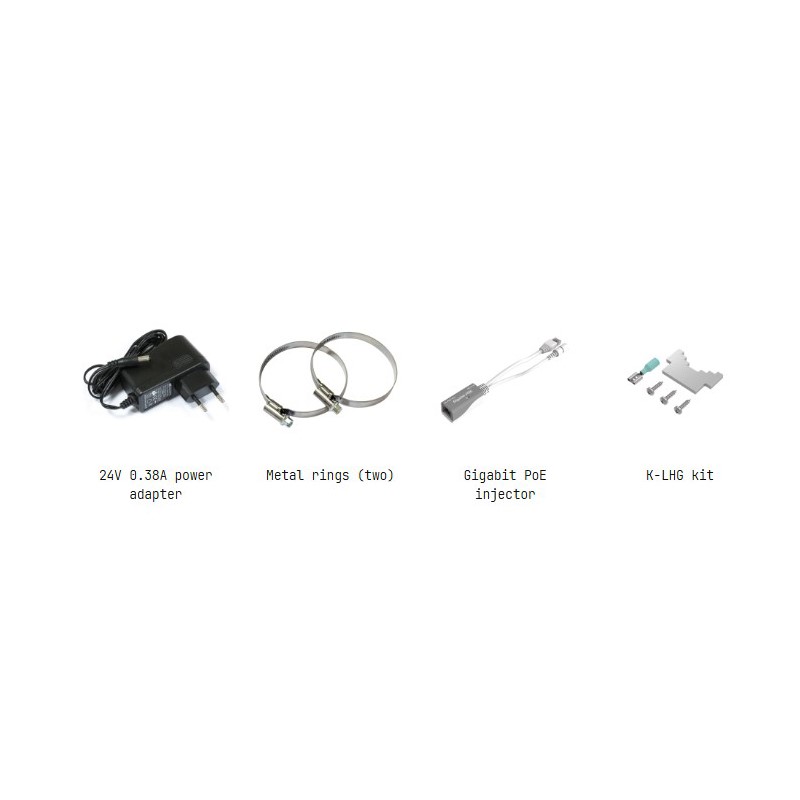 محتویات جعبه رادیو وایرلس میکروتیک مدل RBLHGG-5acD-XL-LHG XL 5 ac